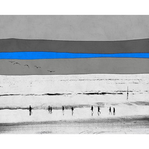 Beach Stroll at Dusk Gold Ornate Wood Framed Art Print with Double Matting by Tom, Ella