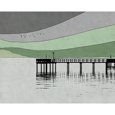 New Dock Black Modern Wood Framed Art Print with Double Matting by Tom, Ella