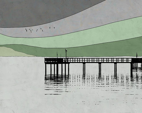 New Dock White Modern Wood Framed Art Print with Double Matting by Tom, Ella