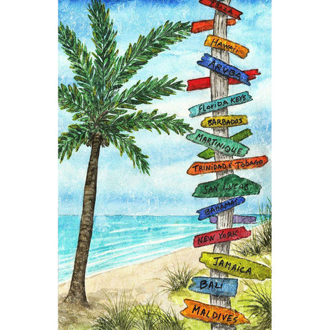 Island Directions Gold Ornate Wood Framed Art Print with Double Matting by Biscardi, Nicholas