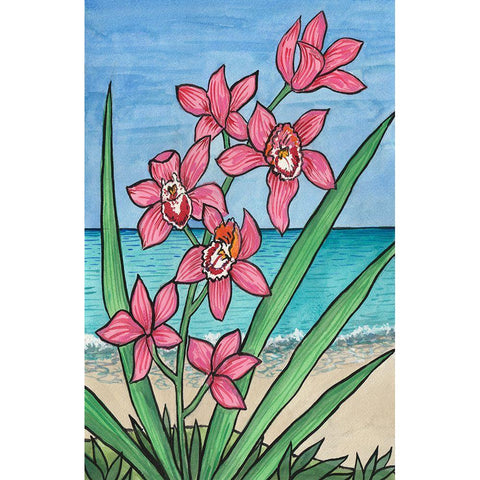 Orchid Beach White Modern Wood Framed Art Print by Biscardi, Nicholas