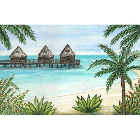 Paradise And Palms I Black Modern Wood Framed Art Print with Double Matting by Biscardi, Nicholas