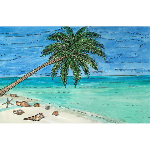 Paradise And Palms II Black Modern Wood Framed Art Print with Double Matting by Biscardi, Nicholas