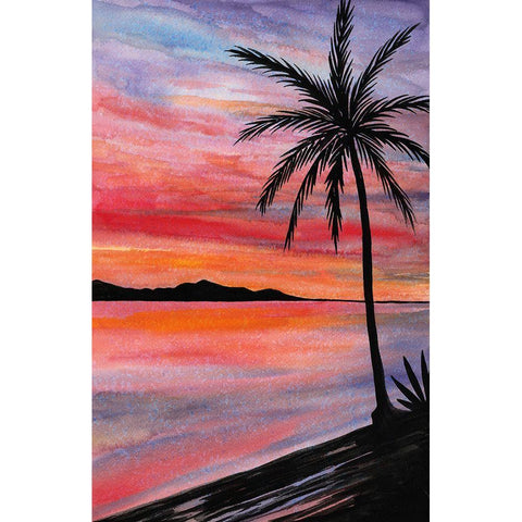 Sunset Beach I Black Modern Wood Framed Art Print by Biscardi, Nicholas