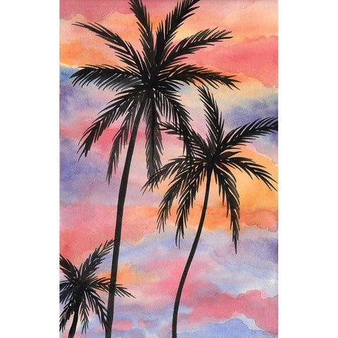 Sunset Beach II White Modern Wood Framed Art Print by Biscardi, Nicholas