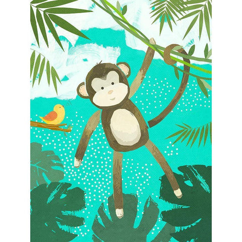 Jungle Friends II Black Modern Wood Framed Art Print with Double Matting by Sheppard, Lucca