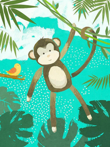Jungle Friends II Black Ornate Wood Framed Art Print with Double Matting by Sheppard, Lucca