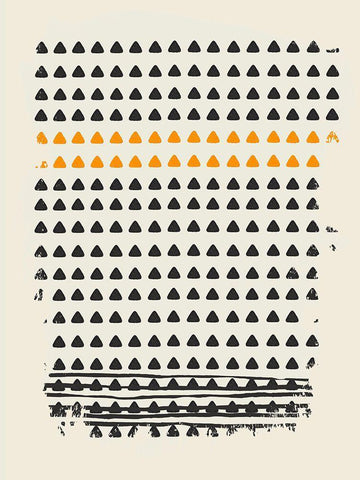 Orange Triangles Black Ornate Wood Framed Art Print with Double Matting by Sheppard, Lucca