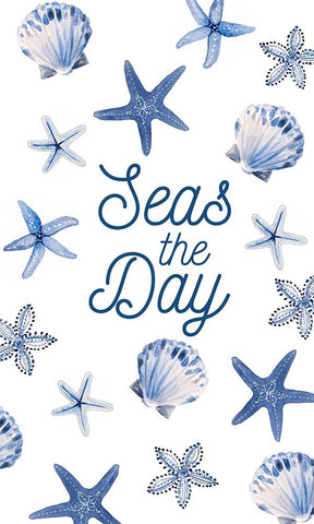 Seas The Day Indigo Starfish White Modern Wood Framed Art Print with Double Matting by Loreth, lanie