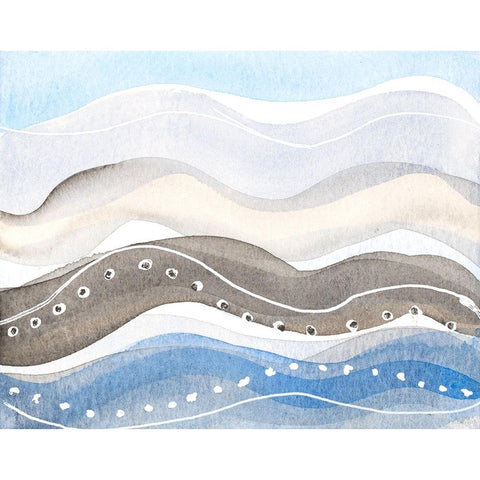 Indigo Ocean Waves White Modern Wood Framed Art Print by Loreth, Lanie