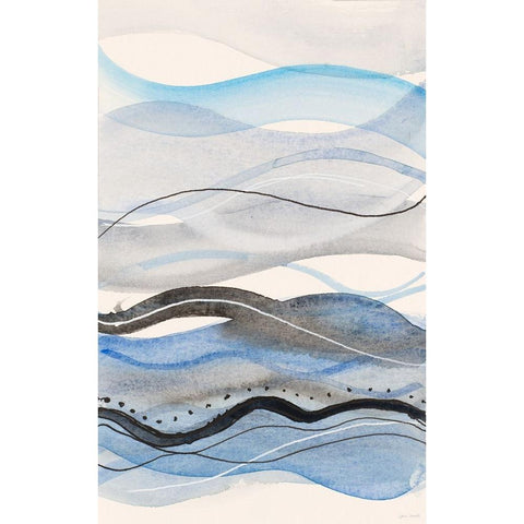 Indigo Vertial Ocean Waves White Modern Wood Framed Art Print by Loreth, Lanie