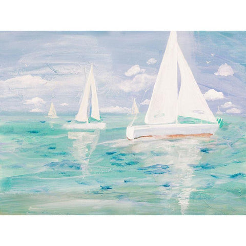 Nice Day For Sailing Black Modern Wood Framed Art Print with Double Matting by Maria, Robin