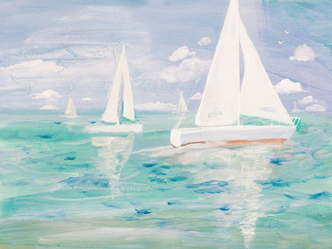 Nice Day For Sailing Black Ornate Wood Framed Art Print with Double Matting by Maria, Robin