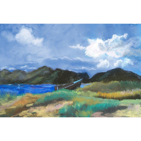 Beached Row Boat Gold Ornate Wood Framed Art Print with Double Matting by Maria, Robin