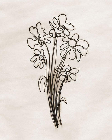 Naive Flowers Black Ornate Wood Framed Art Print with Double Matting by Meneely, Dan