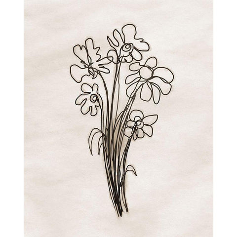 Naive Flowers Black Modern Wood Framed Art Print with Double Matting by Meneely, Dan
