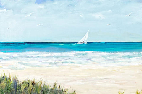 Coastal Sailing White Modern Wood Framed Art Print with Double Matting by DeRice, Julie