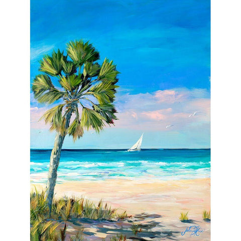 Palm Coast Black Modern Wood Framed Art Print with Double Matting by DeRice, Julie