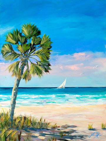 Palm Coast White Modern Wood Framed Art Print with Double Matting by DeRice, Julie