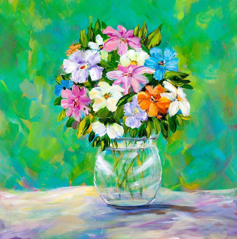 Spring Garden Bouquet Black Ornate Wood Framed Art Print with Double Matting by DeRice, Julie