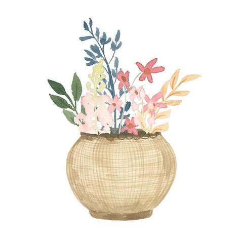 Basket Of Wild Flowers Black Modern Wood Framed Art Print by Price, Lucille