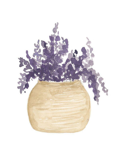 Pot Of Lavender White Modern Wood Framed Art Print with Double Matting by Price, Lucille
