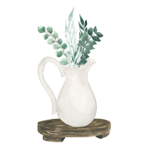 Farmhouse Pitcher With Leaves Black Modern Wood Framed Art Print with Double Matting by Price, Lucille