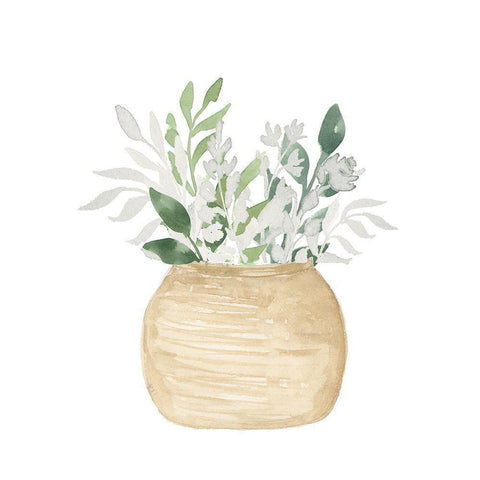 Pot Of White Floral Black Modern Wood Framed Art Print by Price, Lucille