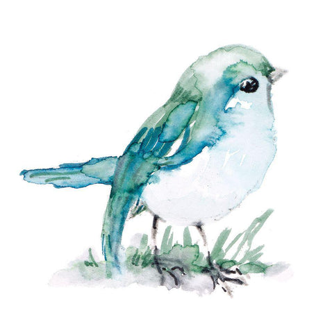 Spring Blue Bird I White Modern Wood Framed Art Print with Double Matting by Loreth, Lanie