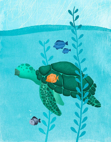 Tony The Turtle Black Ornate Wood Framed Art Print with Double Matting by Sheppard, Lucca