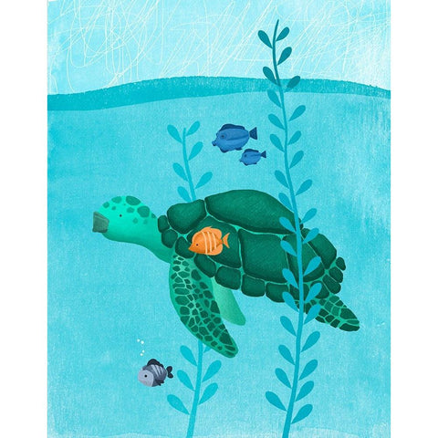 Tony The Turtle Black Modern Wood Framed Art Print by Sheppard, Lucca