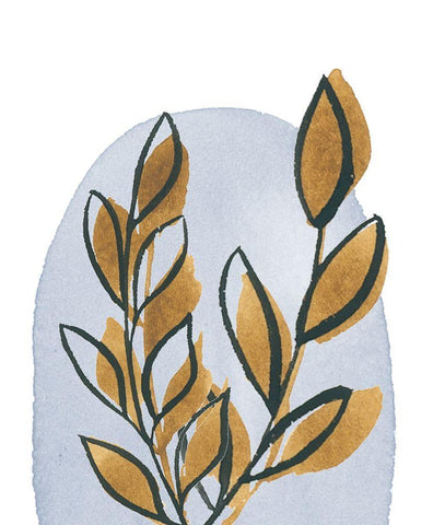 Mustard Leaves III White Modern Wood Framed Art Print with Double Matting by Price, Lucille
