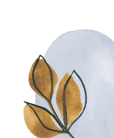 Mustard Leaves II White Modern Wood Framed Art Print with Double Matting by Price, Lucille