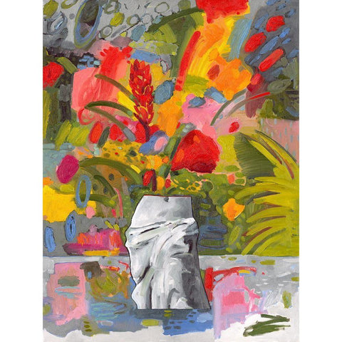 Abstract Flora Black Modern Wood Framed Art Print with Double Matting by Athas, Vas