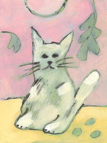 Soft Kitty White Modern Wood Framed Art Print with Double Matting by Athas, Vas