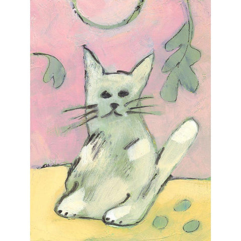 Soft Kitty Black Modern Wood Framed Art Print by Athas, Vas