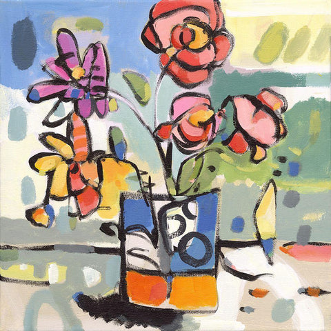 Southern Florals I Black Modern Wood Framed Art Print with Double Matting by Athas, Vas