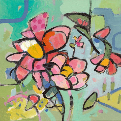 Fun With Flowers Black Ornate Wood Framed Art Print with Double Matting by Athas, Vas