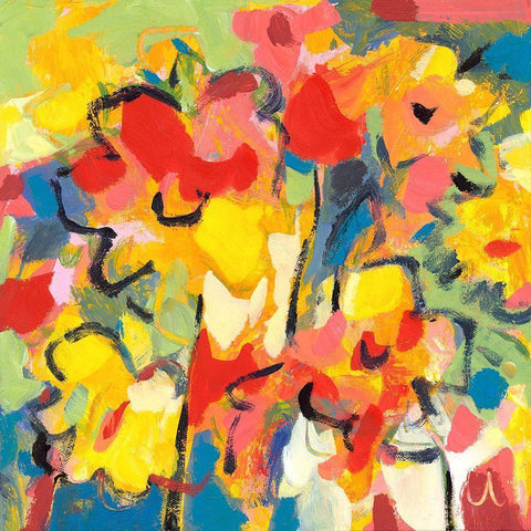 Saturated Florals Black Modern Wood Framed Art Print with Double Matting by Athas, Vas
