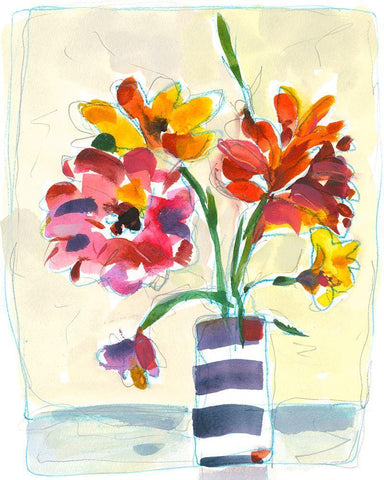 Blooming At Home White Modern Wood Framed Art Print with Double Matting by Athas, Vas