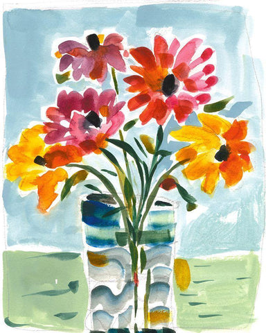 A Floral Gift White Modern Wood Framed Art Print with Double Matting by Athas, Vas