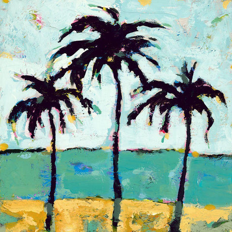 Tres Palmas Black Modern Wood Framed Art Print by Athas, Vas