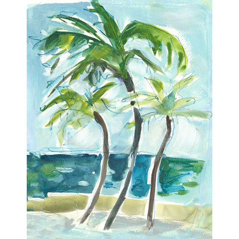 Swaying Palms White Modern Wood Framed Art Print by Athas, Vas
