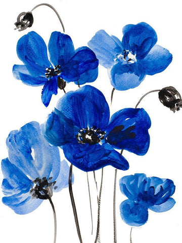 Cobalt Garden II White Modern Wood Framed Art Print with Double Matting by Loreth, Lanie