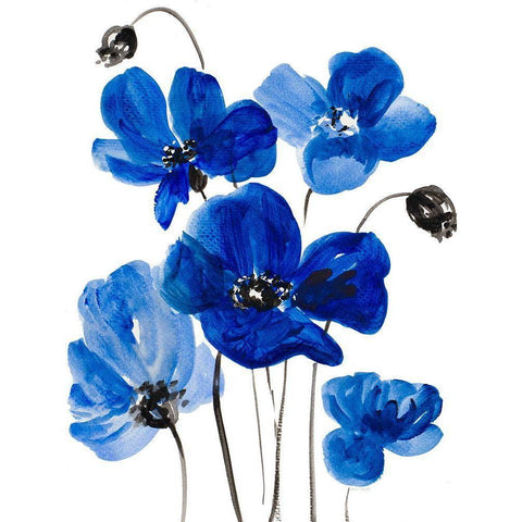 Cobalt Garden II Black Modern Wood Framed Art Print by Loreth, Lanie