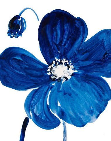 Cobalt Garden III Black Ornate Wood Framed Art Print with Double Matting by Loreth, Lanie