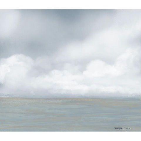 Misty Ocean I Black Modern Wood Framed Art Print with Double Matting by Maria, Robin