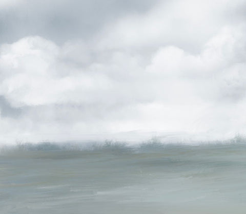 Misty Ocean II White Modern Wood Framed Art Print with Double Matting by Maria, Robin
