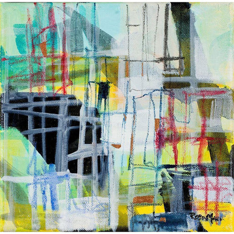 Gio Grid II Black Modern Wood Framed Art Print by Maria, Robin