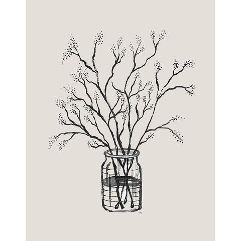 Sketched Blossoms I Black Modern Wood Framed Art Print by Medley, Elizabeth